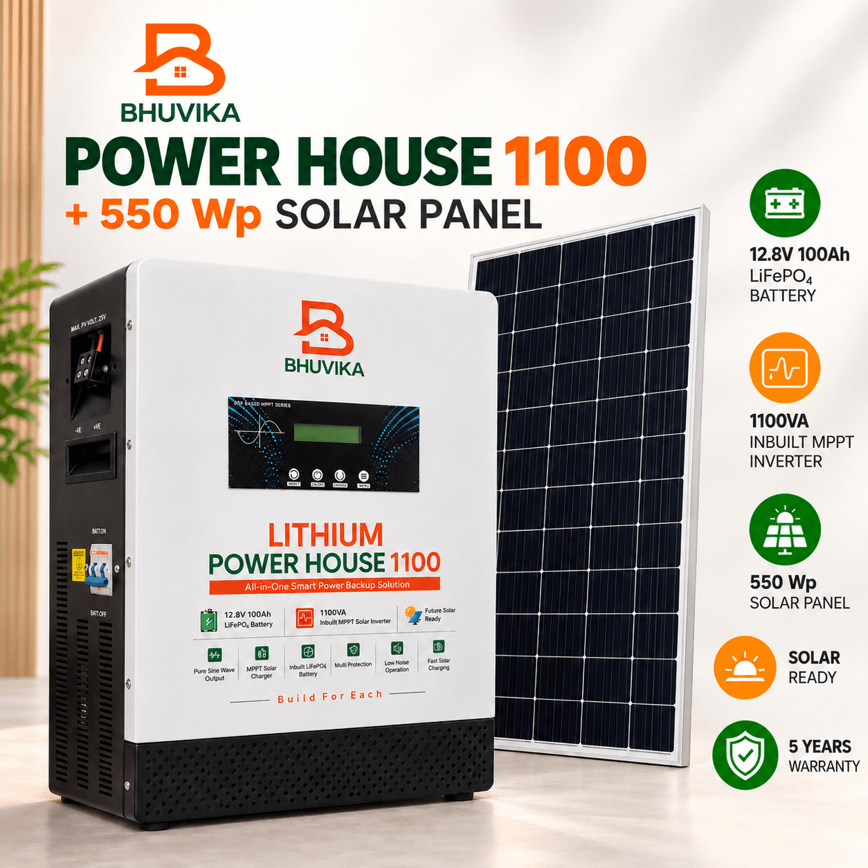 BHUVIKA POWER HOUSE 1100 + 550 Wp Solar Panel